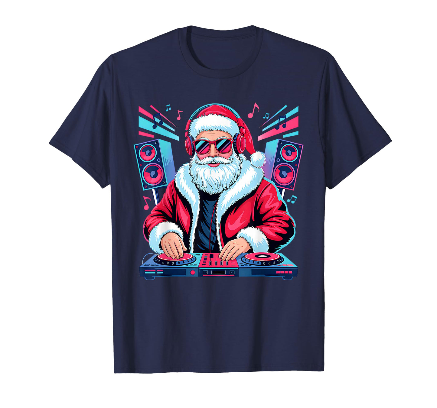 Christmas Santa DJ Turntable Music Lover Funny Xmas Pajamas T-Shirt
