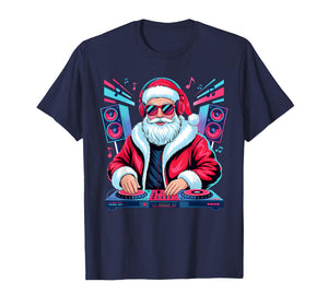Christmas Santa DJ Turntable Music Lover Funny Xmas Pajamas T-Shirt