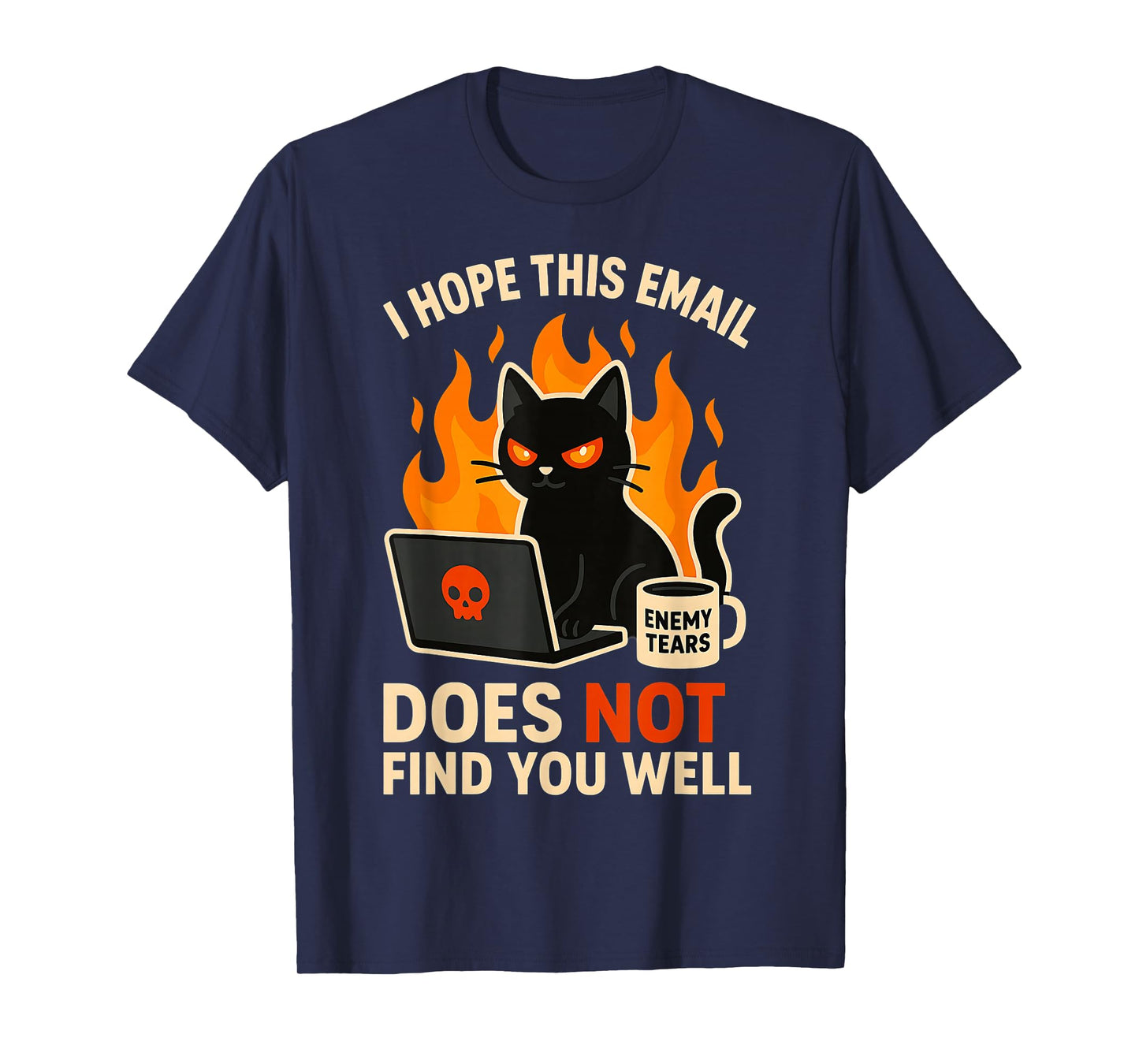 Sarcastic Office Work Email Humor Cat Coffee Funny Graphic T-Shirt