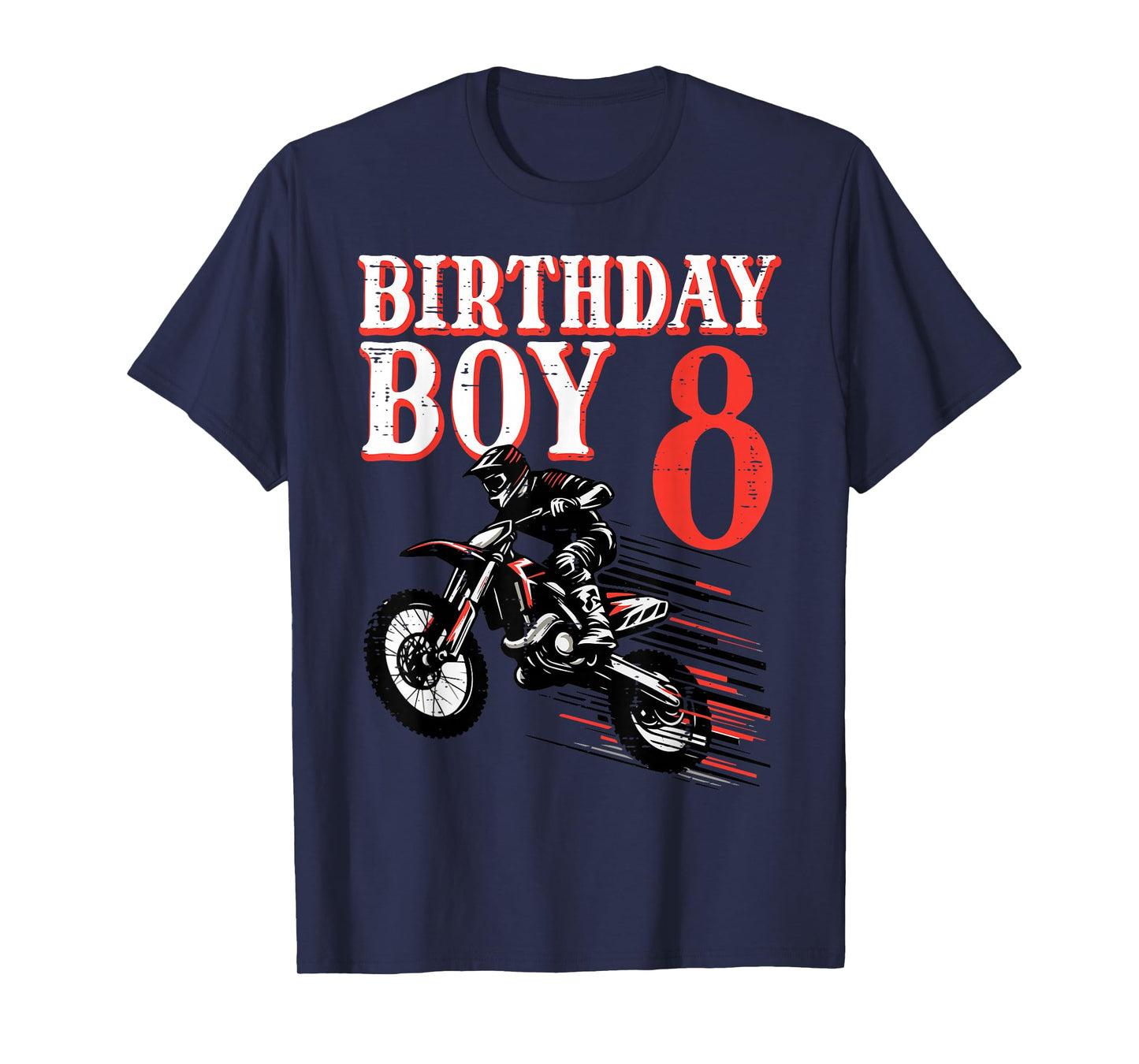 Birthday Boy 8 Motorcycle 8th Bday Biker Rider Boys Kids T-Shirt