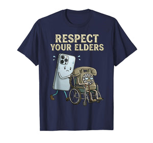Respect Your Elders Retro Smartphone Technology Humor T-Shirt