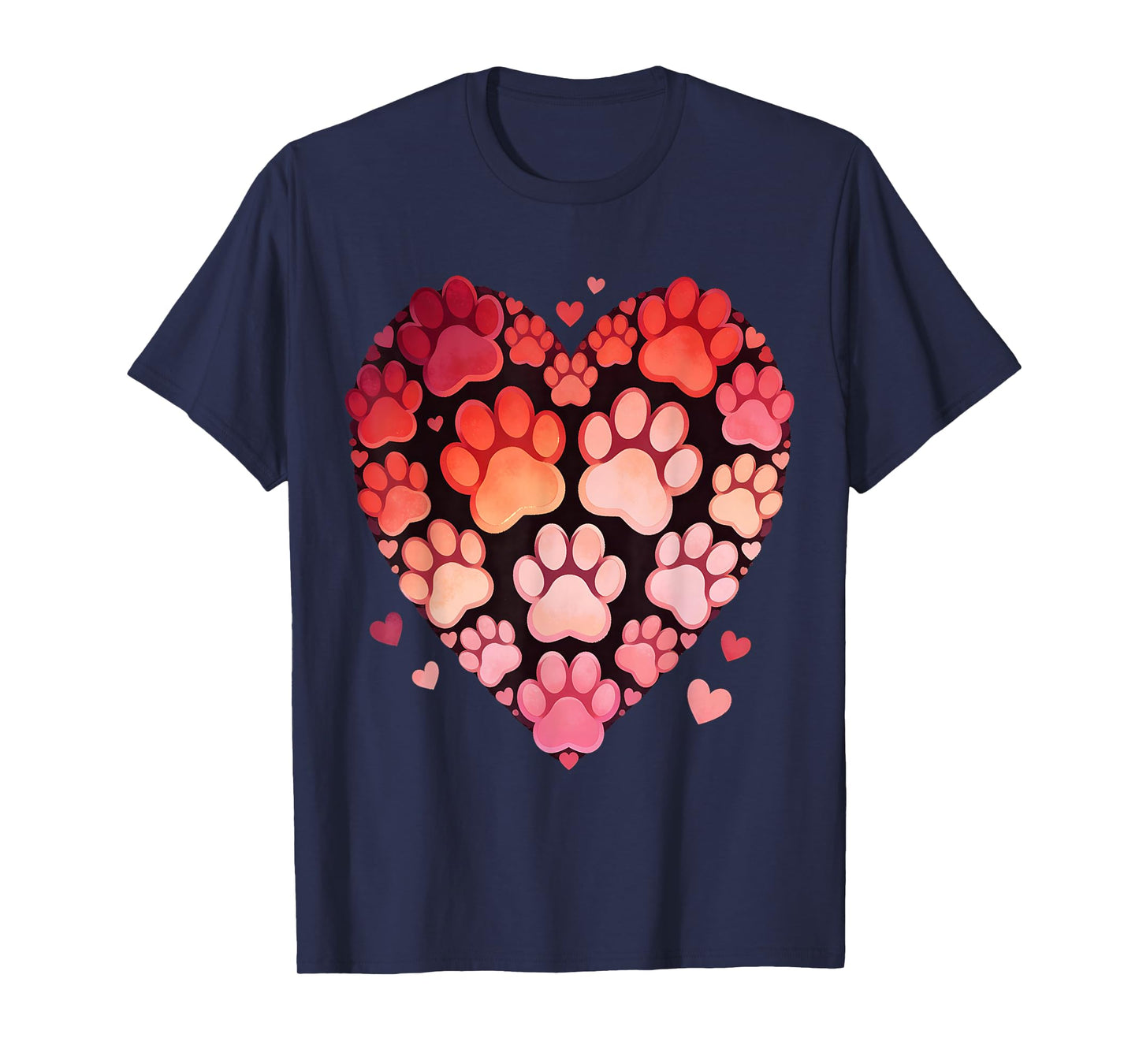 Hearts Cute Paw Valentine Dog and Happy Valentines Cat Lover T-Shirt