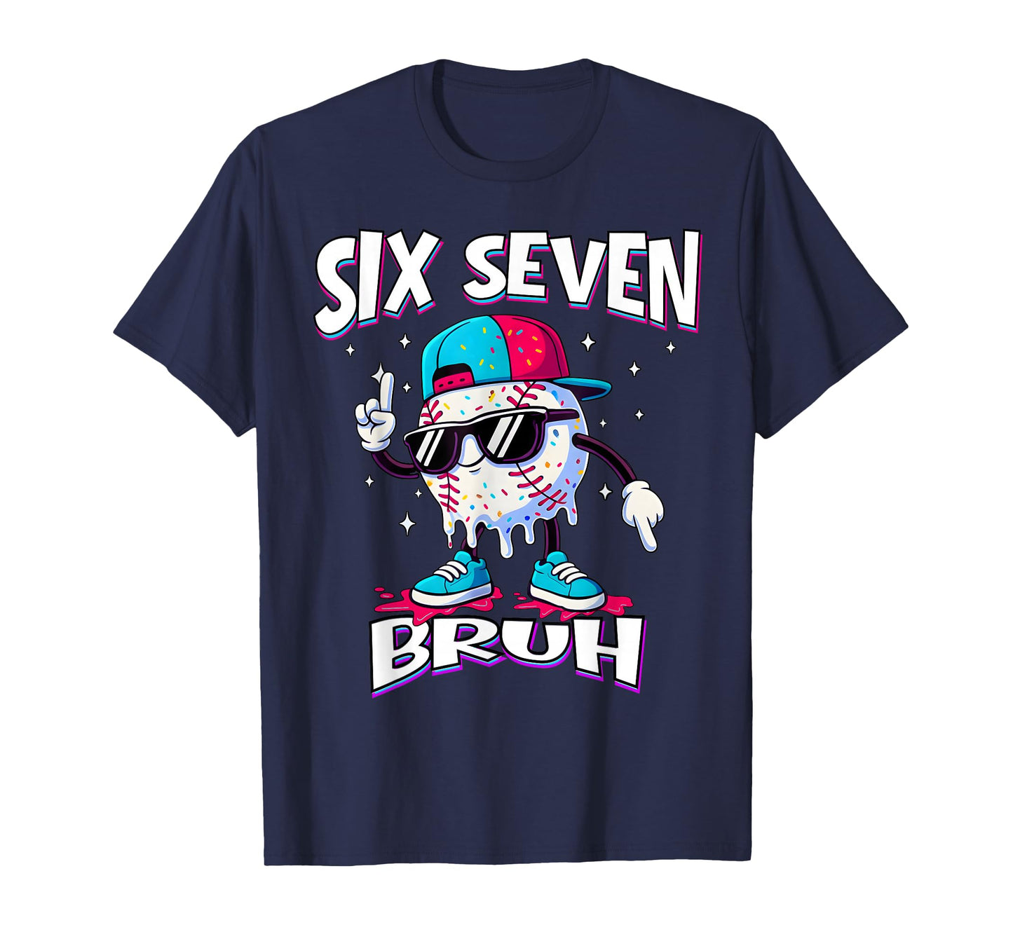 67 Meme Six Seven Funny Baseball Ice Cream Drip Girls Boys T-Shirt