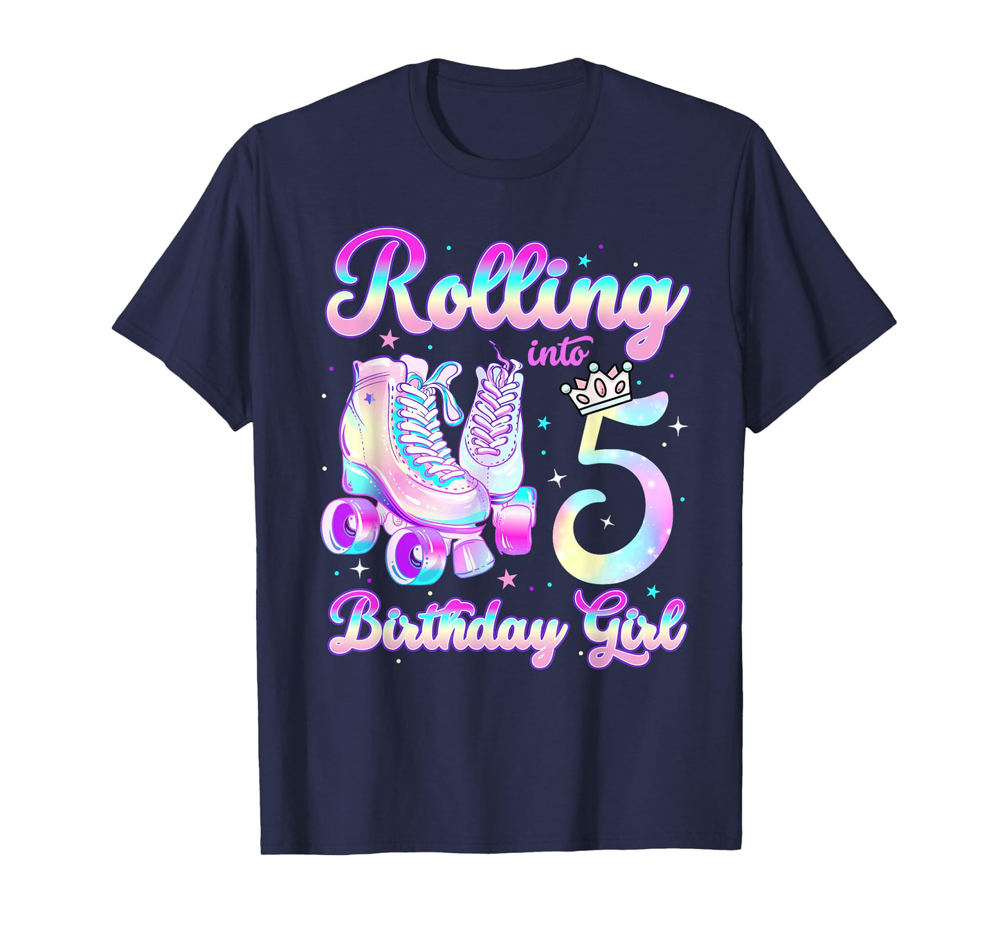 Kids Rolling Into 5 Roller Skating 5th Birthday Girls Party T-Shirt