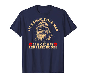 I'm A Simple Old Man I Am Grumpy and I Like Monkey (ON Back) T-Shirt