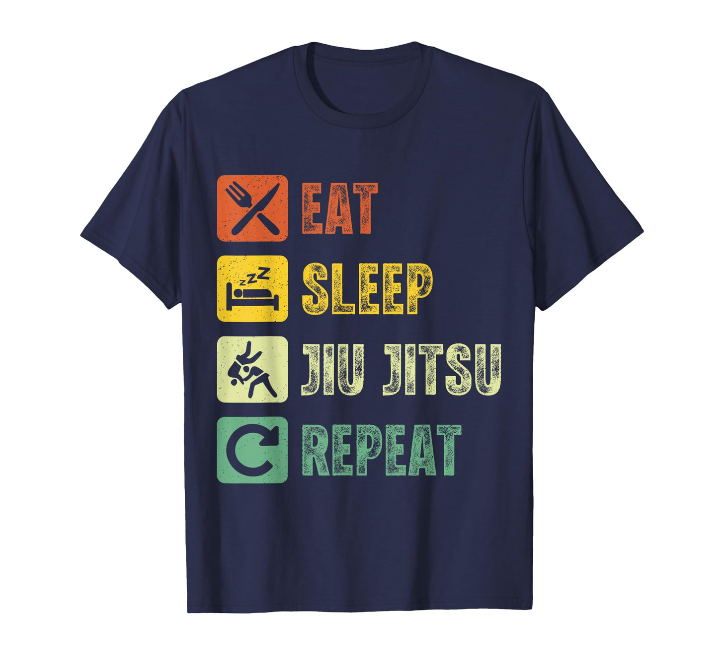 Vintage Jiu Jitsu Brazilian BJJ Eat Sleep Jiu Jitsu Repeat T-Shirt