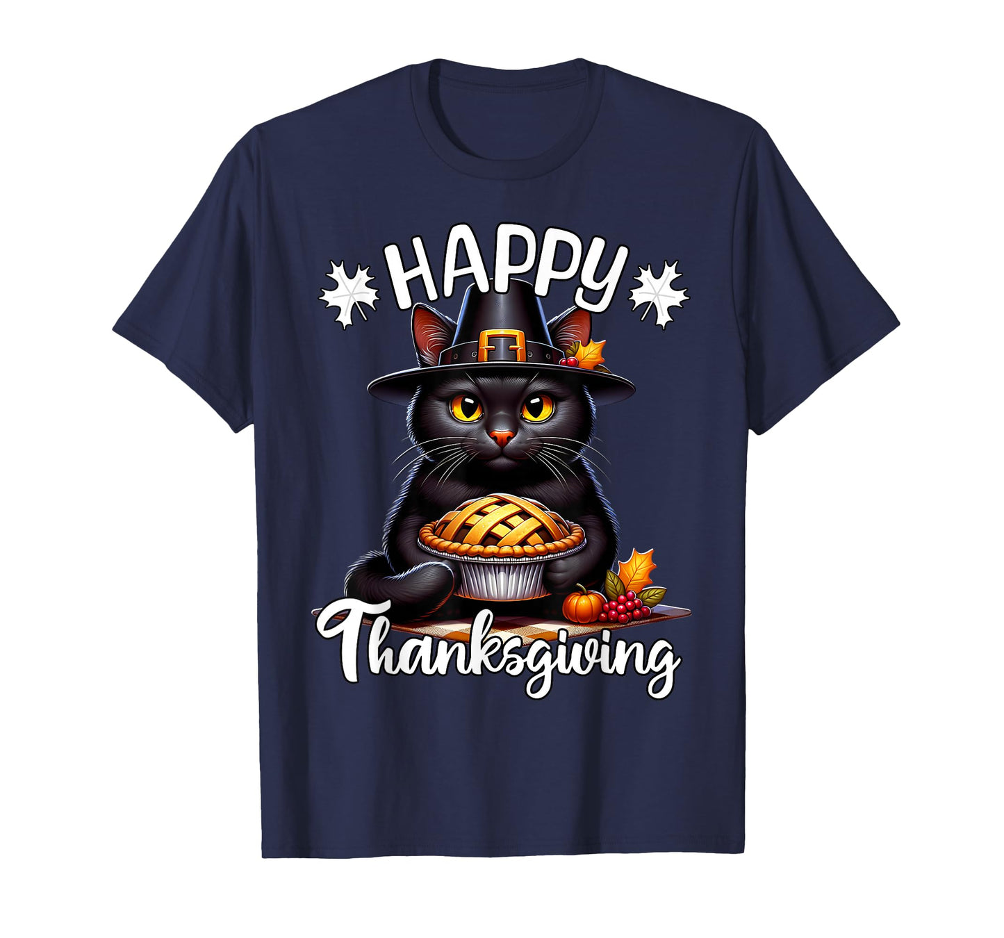 Black Cat Happy Thanksgiving Black Cat T-Shirt