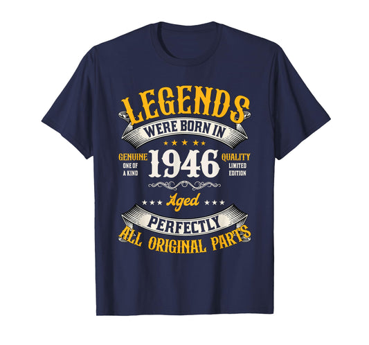 Vintage 80 Birthday Shirt for Men Legends were Born in 1946 T-Shirt