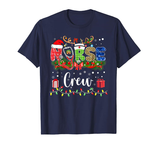 Nurse Crew for Women Scrub Tops Christmas T-Shirt
