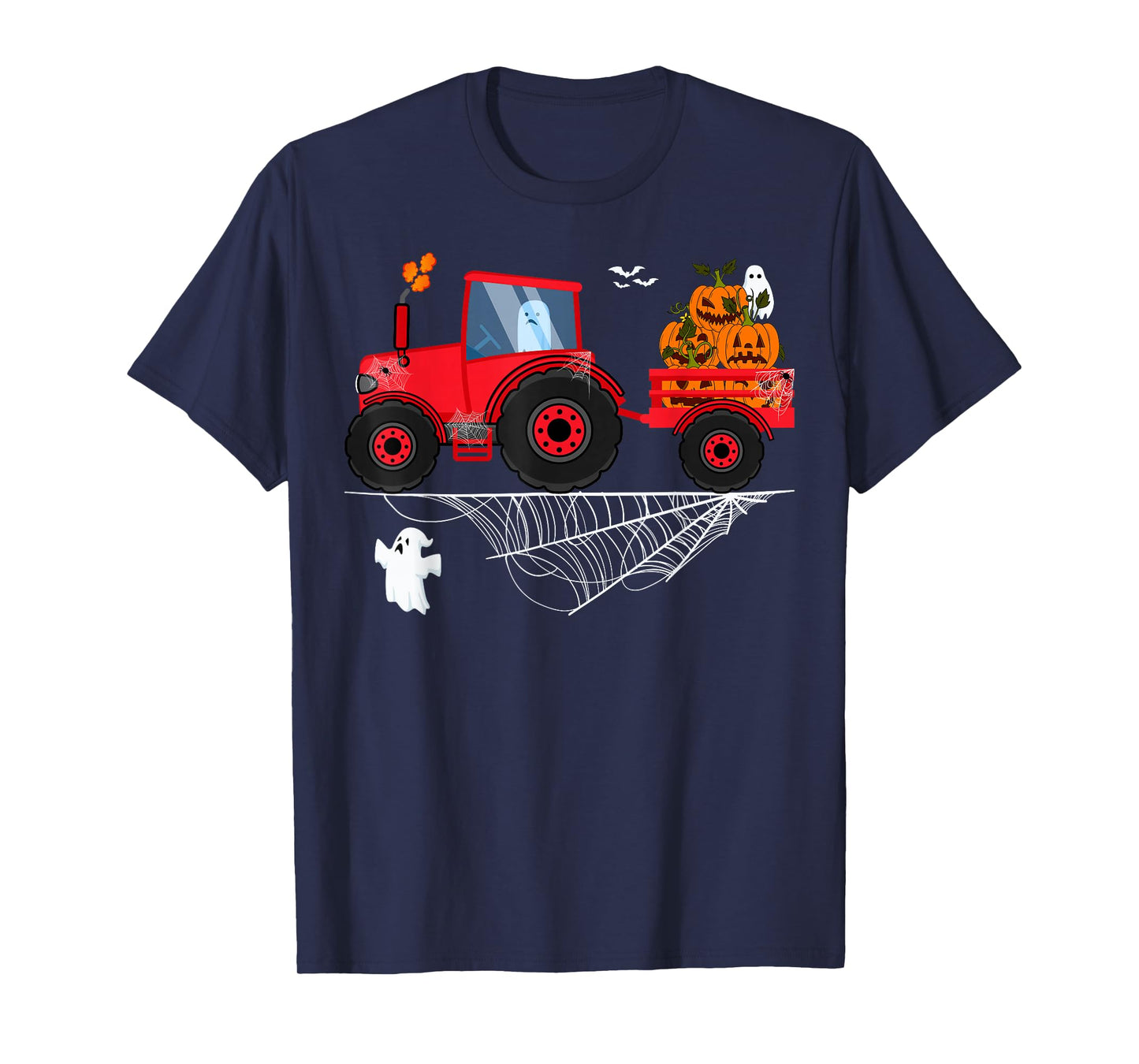 Halloween Tractor Kids Pumpkin Farm Spooky Ghost Tractor T-Shirt