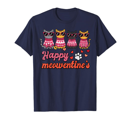 Valentines Day Cats Happy Meowentines Kitten Women Girls Kid T-Shirt