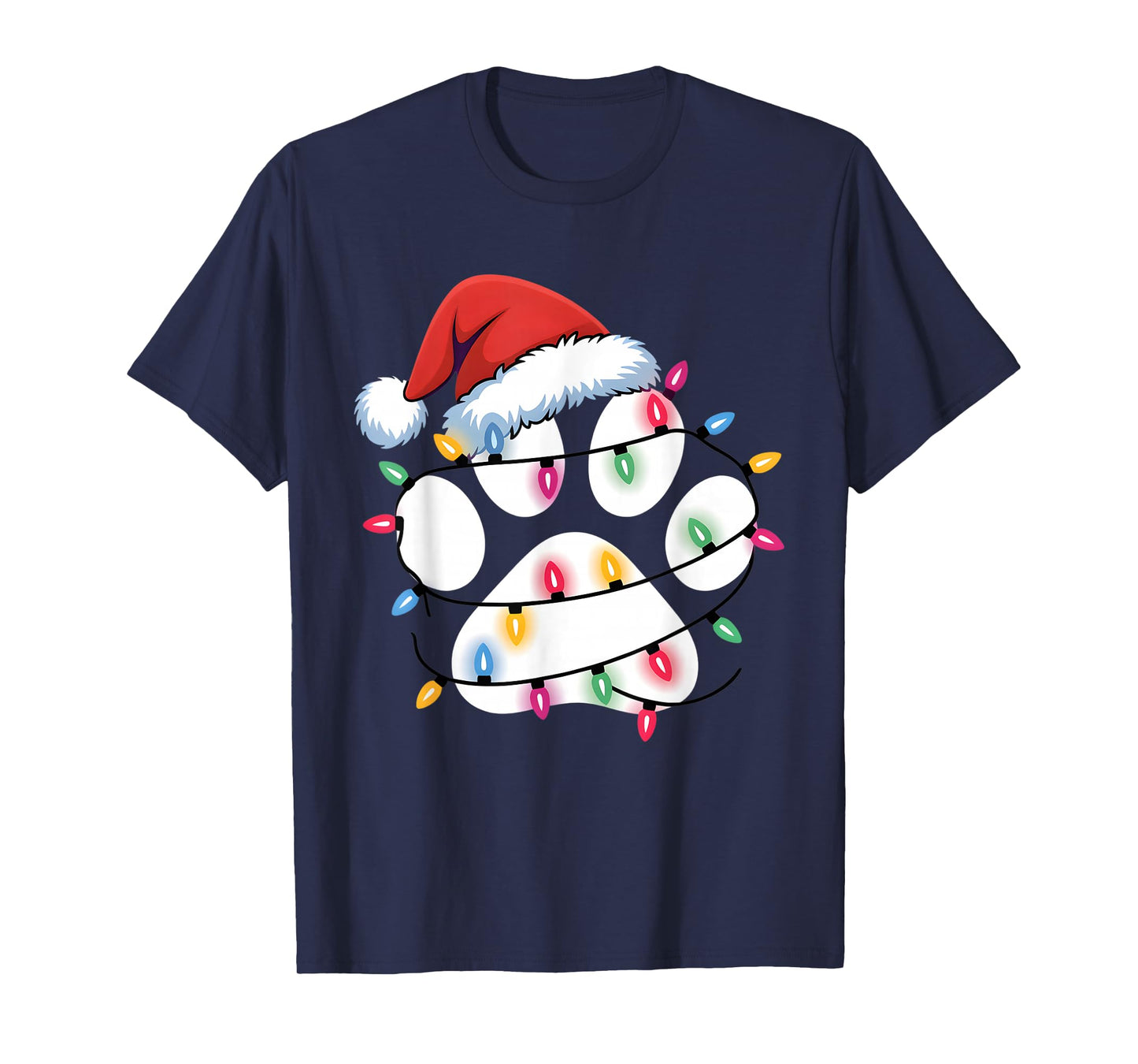 Dog Paw Print Christmas Funny Santa Puppy Women Men Girls T-Shirt