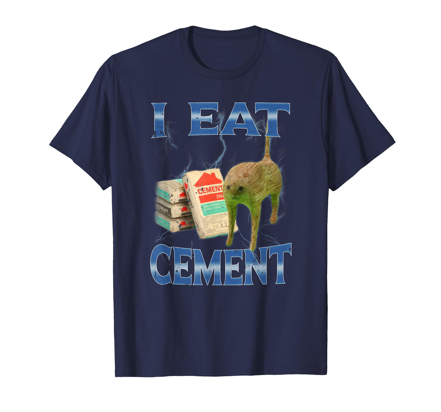 I Eat Cement Bag Cursed Cat Meme Brainrot T-Shirt