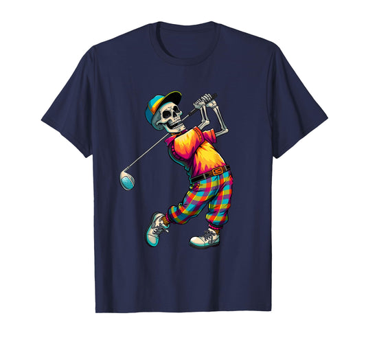 Skeleton Golf Halloween Golfer Golf Player Funny Men Dad T-Shirt