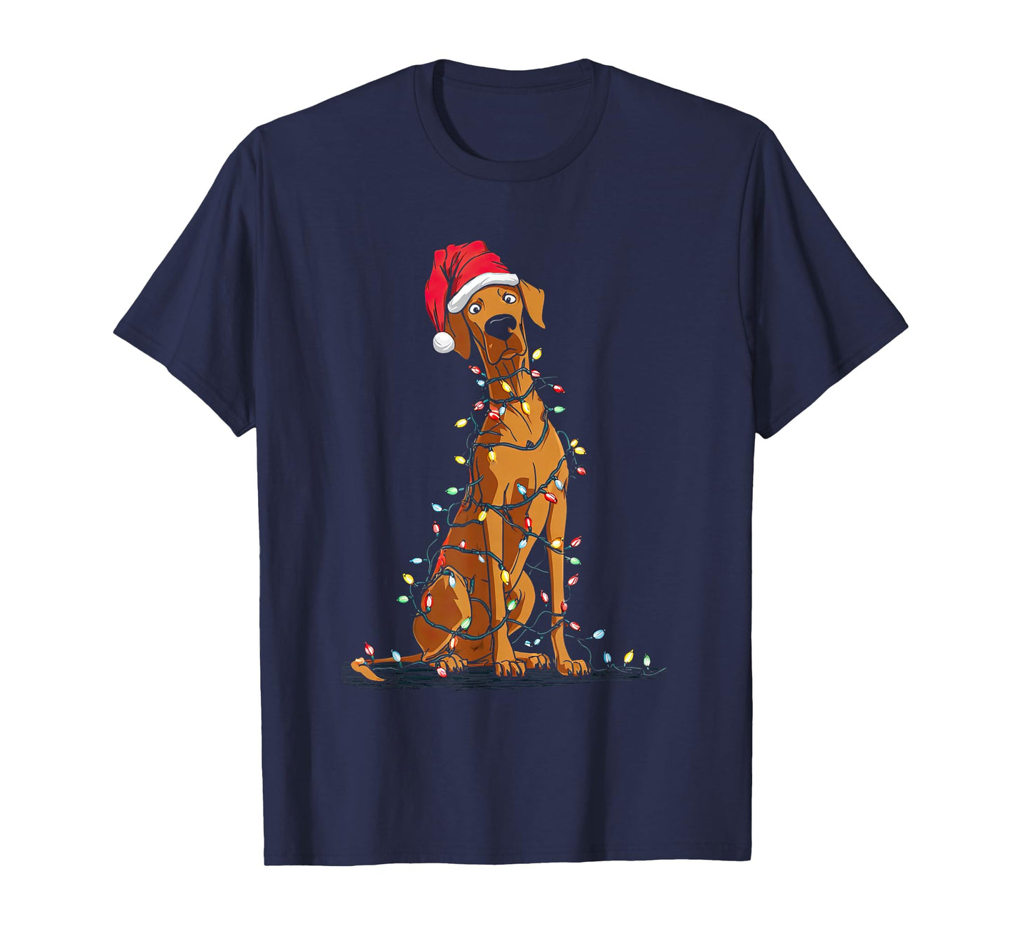 Funny Rhodesian Ridgeback Christmas Graphics Dog Lights T-Shirt
