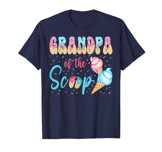 Grandpa of The Scoop Ice Cream Gender Reveal Baby Shower T-Shirt