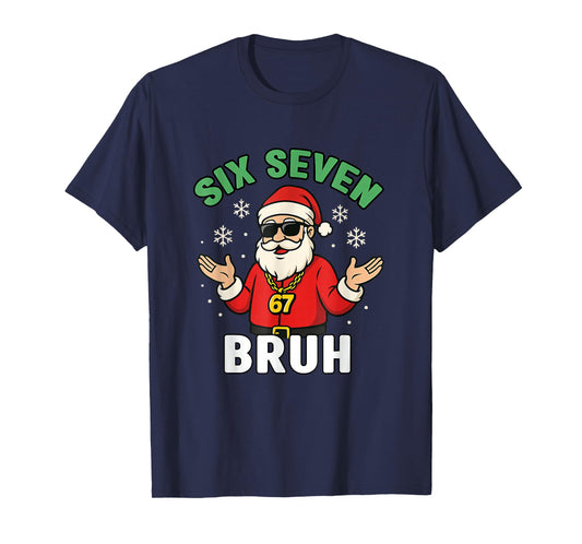 Bruh 67 Christmas Santa Six Seven 6 7 Boys Christmas Pajamas T-Shirt