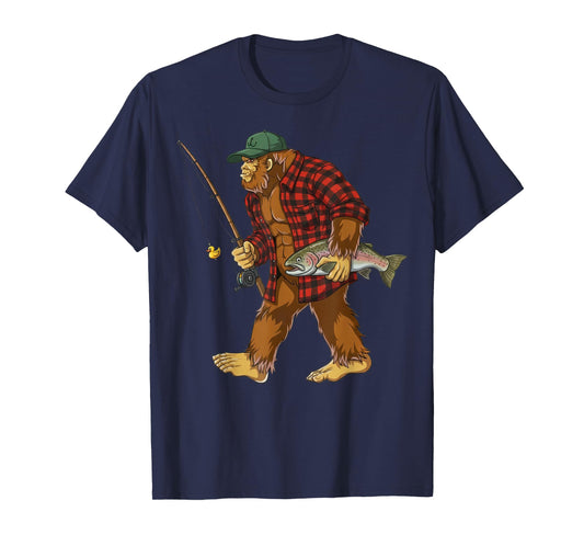 Funny Bigfoot Fishing Sasquatch Adventure Outdoor T-Shirt