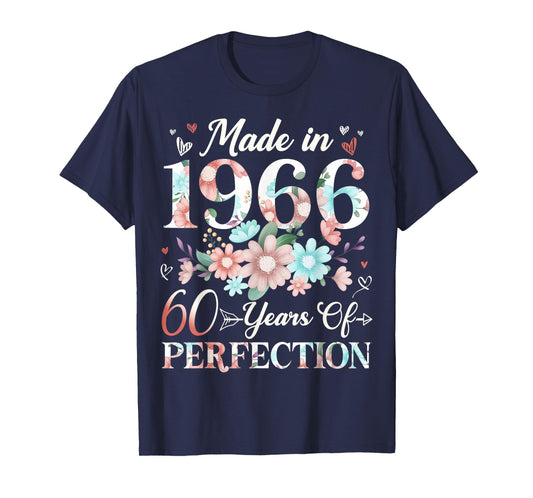 60 Year Old Made in 1966 Floral 60th Birthday Women T-Shirt