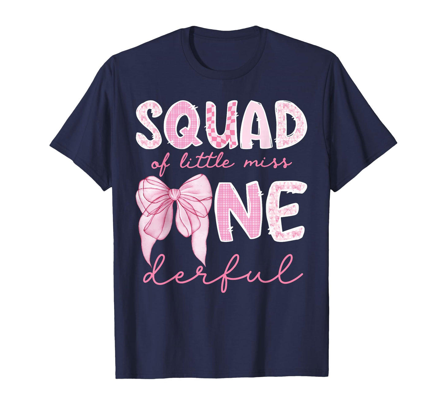 Squad of Little Miss Onederful First Birthday Girl Bow T-Shirt