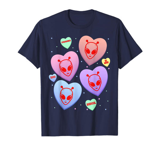 Alien Candy Heart Cute Kitten Valentines Day T-Shirt