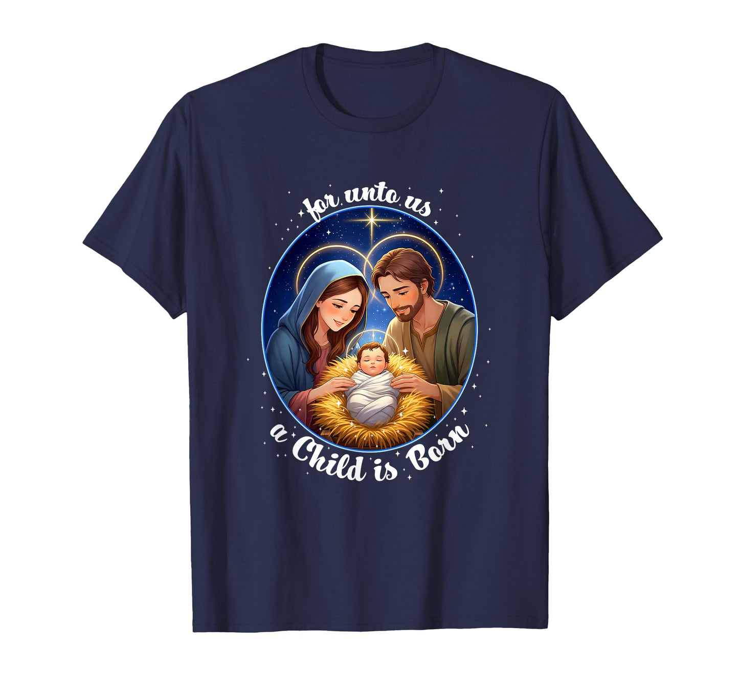 for Unto Us a Child is Born - Kawaii Manger Scene Christian T-Shirt
