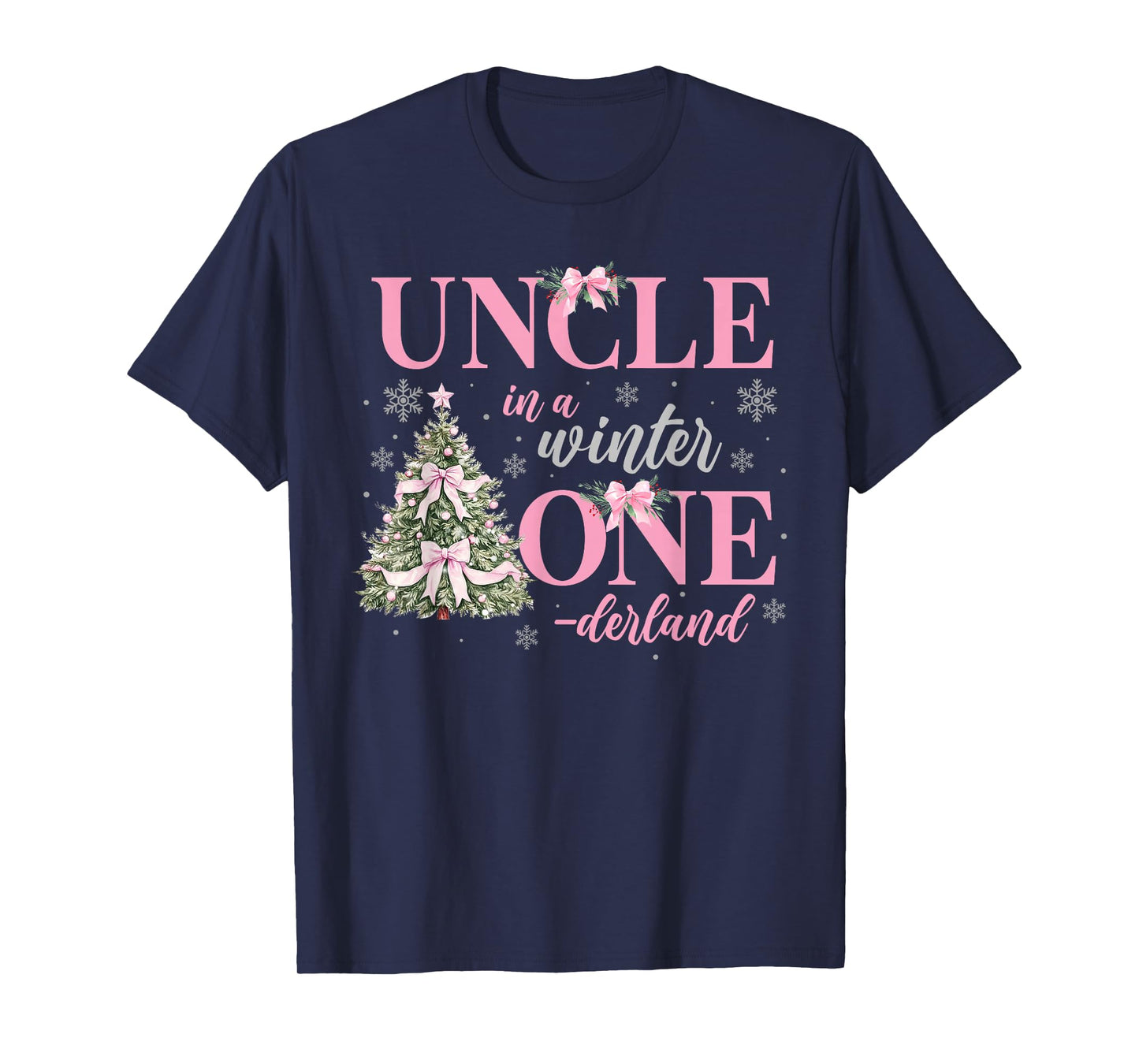 Uncle in a Winter Onederland Birthday Girl Christmas Tree T-Shirt