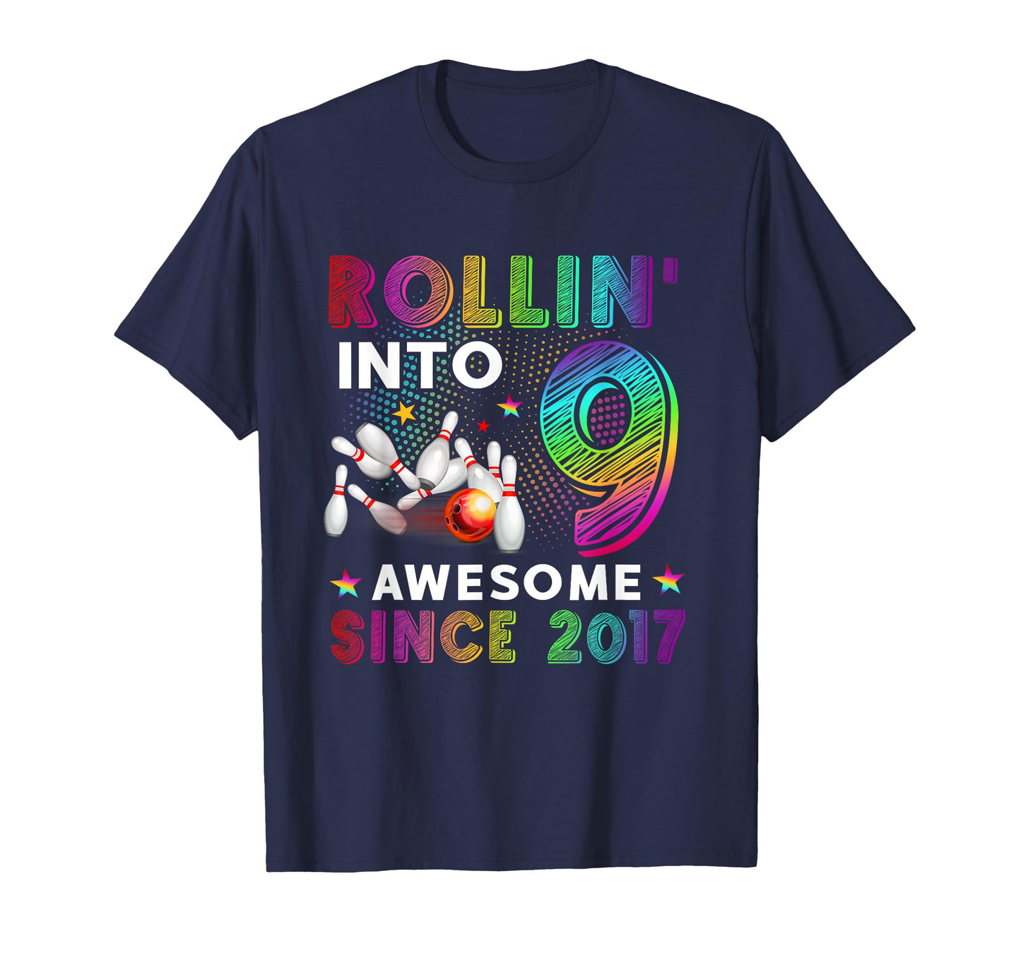 Rollin' into 9 Awesome 2017 Roller Skating 9th Birthday T-Shirt