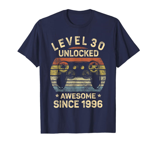Level 30 Unlocked Awesome Since 1996 30th Birthday Gaming T-Shirt
