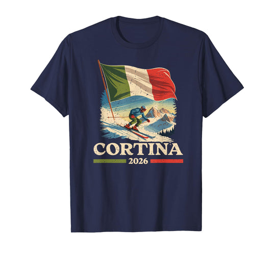 Cortina Vintage Ski Italy Alps Winter Sports Design T-Shirt