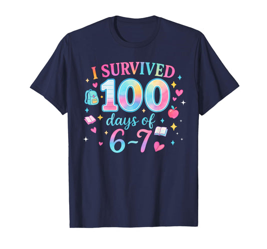 Funny 67 100th Day of School Teacher 100 Days 6 7 Meme 6-7 T-Shirt