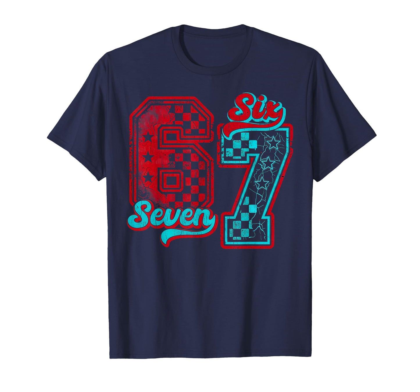 Stranger 67 Things Funny Six Seven Meme Checkered Birthday T-Shirt