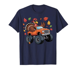 Thanksgiving Turkey Riding Monster Truck Boys Kids Youth T-Shirt