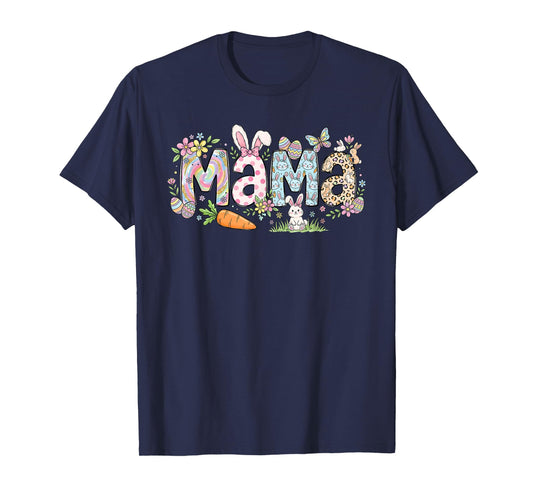 Cute Easter Mama Bunny Eggs Spring Flowers Mother or Mom T-Shirt