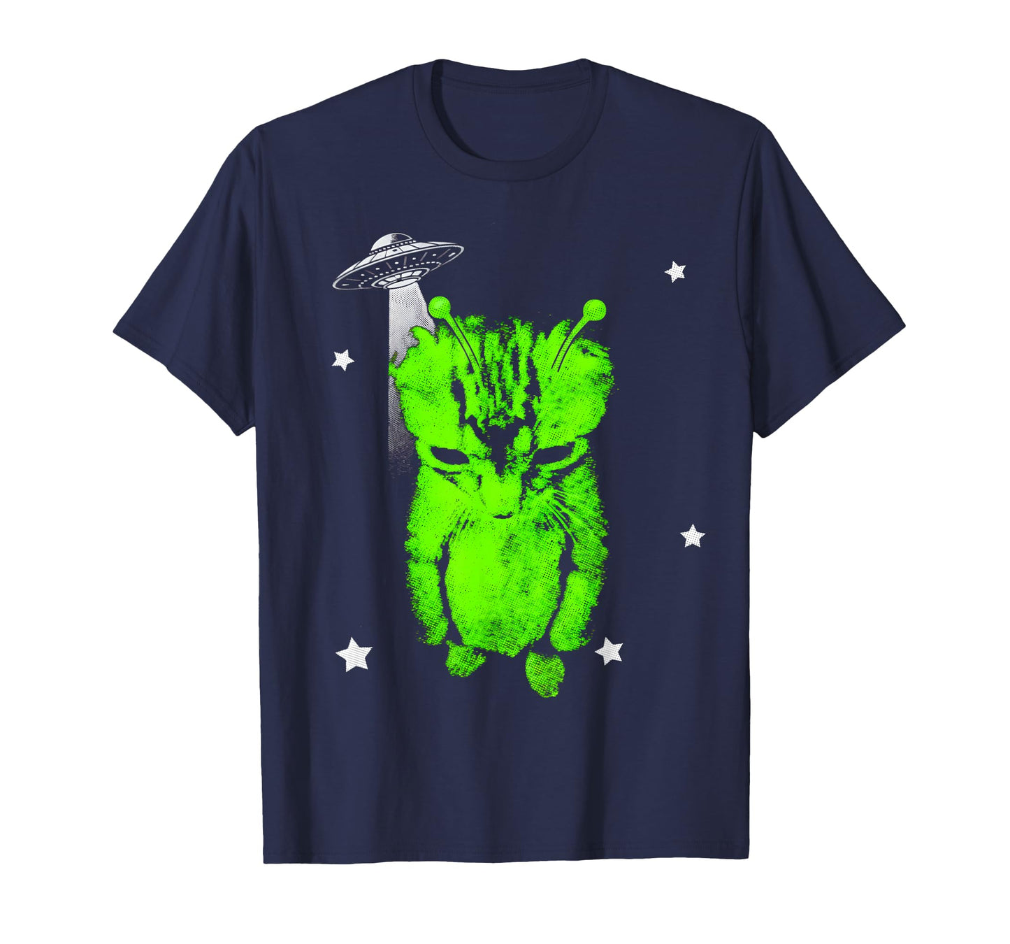 Alien Cat Meme UFO Vintage Graphic Tee Y2K Funny Silly Cat T-Shirt