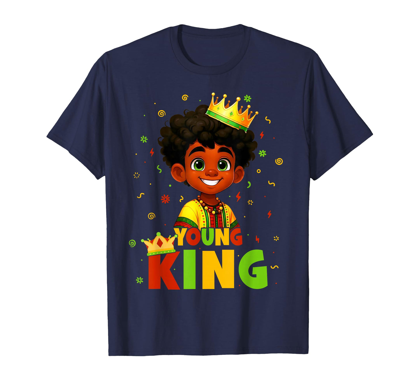 Black History Month Black Young King Afro Hair Kid Boys Men T-Shirt
