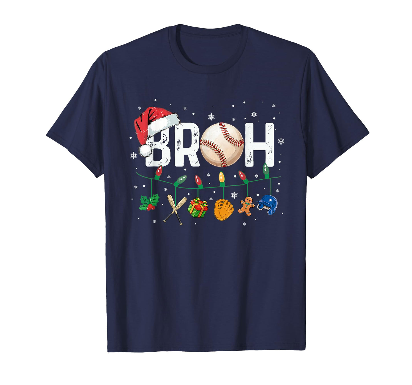 Bruh Funny Christmas Baseball Teens Boys Kids Xmas Pajamas T-Shirt