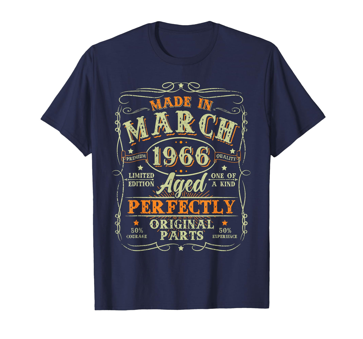 60 Years Old Men Made in March 1966 Vintage 60th Birthday T-Shirt
