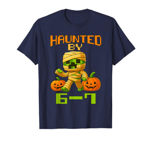Haunted by 67 Funny Gamer Pixel Pumpkin Mummy Halloween T-Shirt
