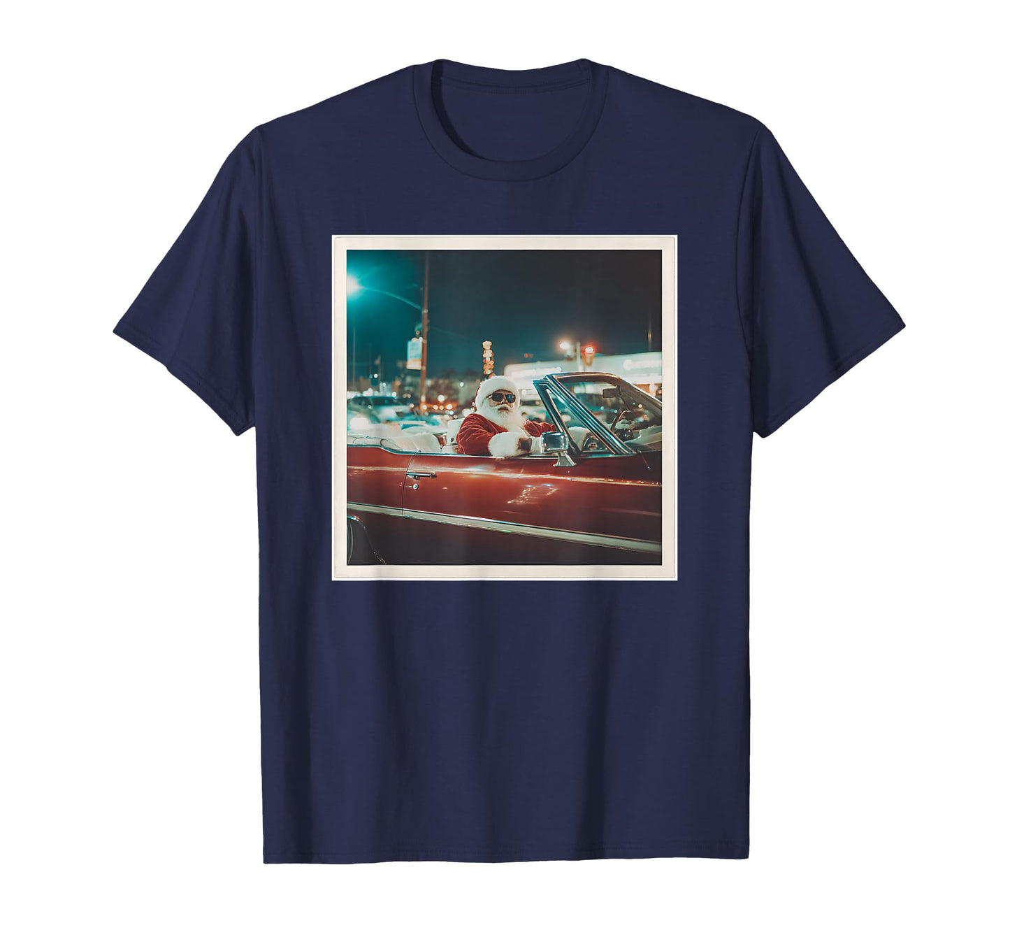 Santa Driving Convertible Car Cool Christmas T-Shirt