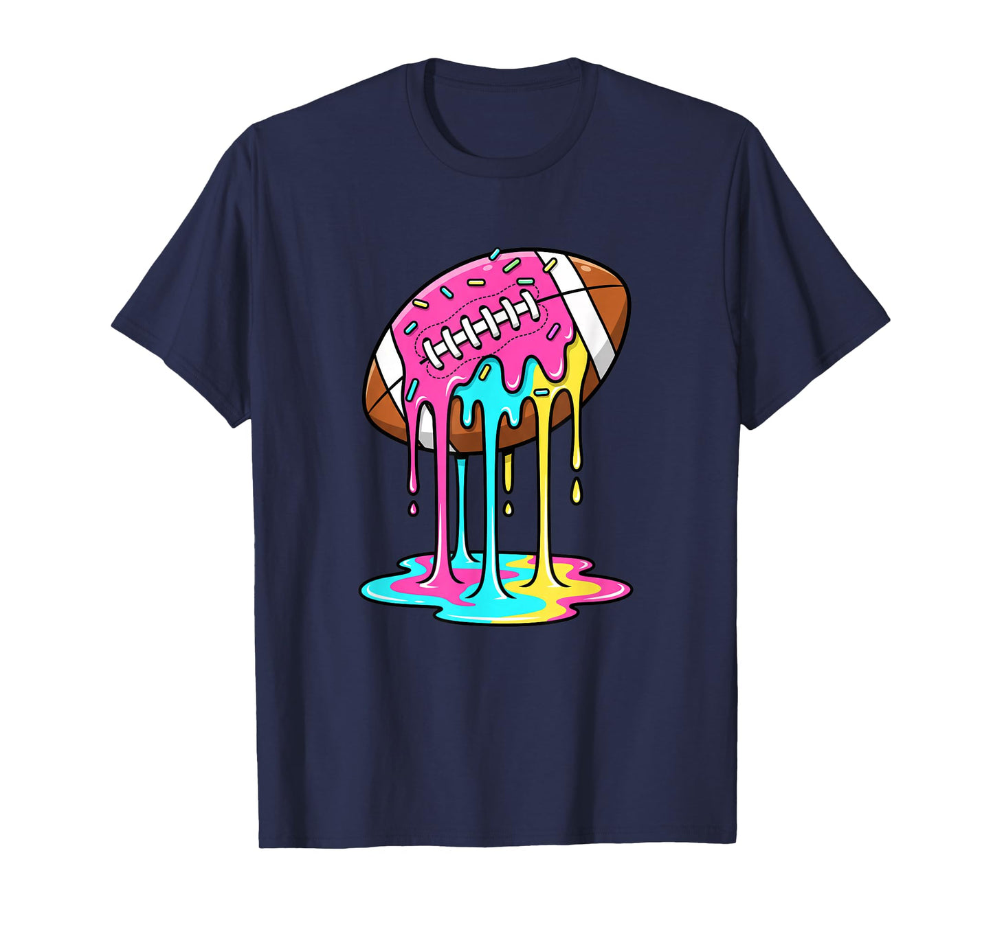 Melting Donut Football with Sprinkles Kids Dessert Sports T-Shirt