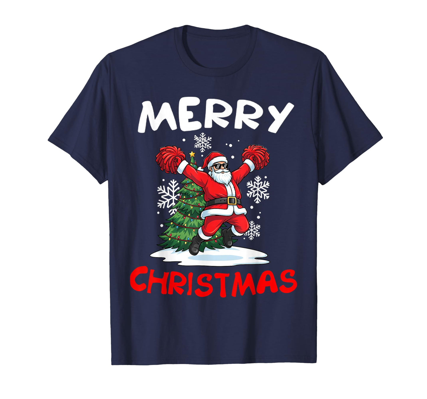 Merry Christmas Santa Playing Cheerleading Lover T-Shirt