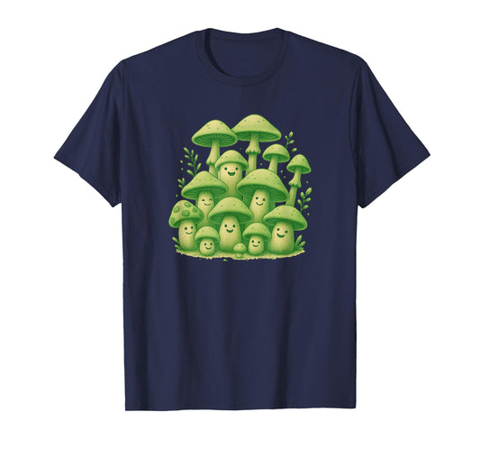 Smiling Mushroom Gang - Funny Forest Vibes Design T-Shirt