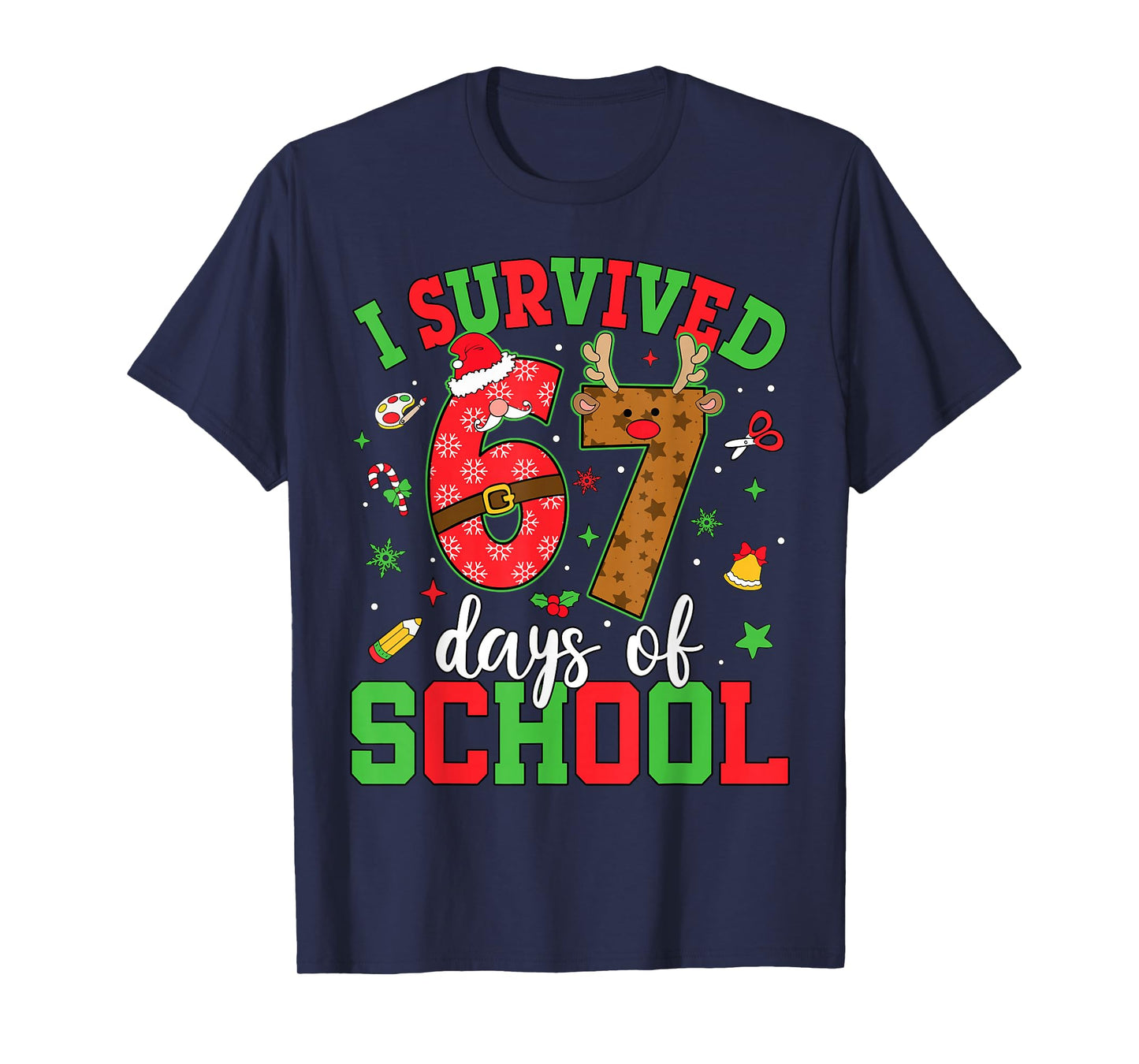 Happy 67th Day of School Funny Christmas 67 Meme Six Seven T-Shirt