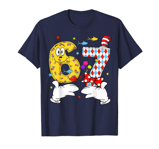 6 7 Meme Hands Six Seven Read Reading Day Book Lovers Kids T-Shirt