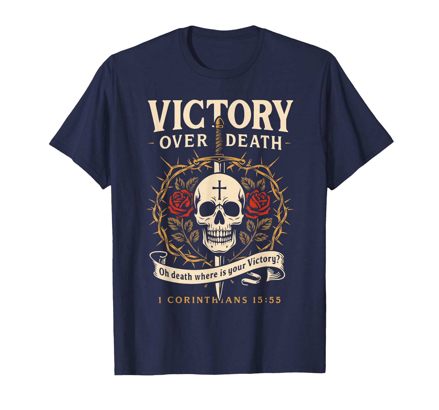 Victory Over Death 1 Corinthians 15:55 Dark Christian Gothic T-Shirt