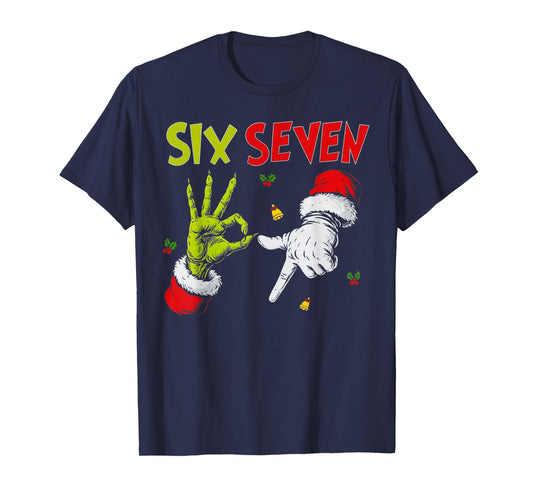 Six Seven Santa Hand Funny Viral Meme 67 Theme 6 7 Christmas T-Shirt