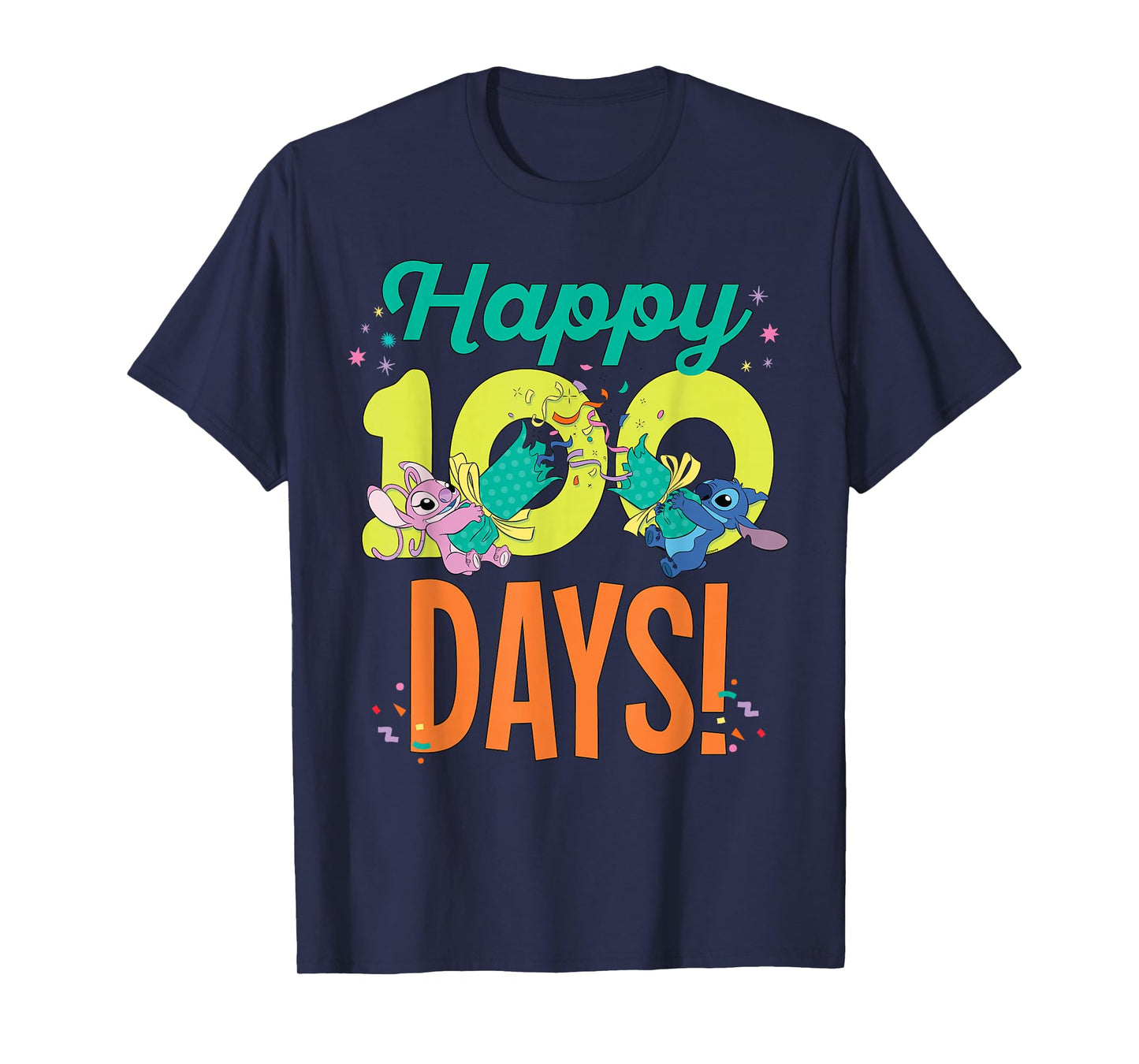 Disney Stitch & Angel Happy 100 Days of School 100th Day T-Shirt