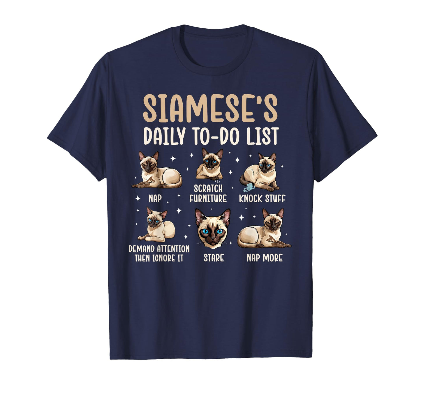Siamese's Daily to Do List Siamese Owner Siamese Cat Lover T-Shirt