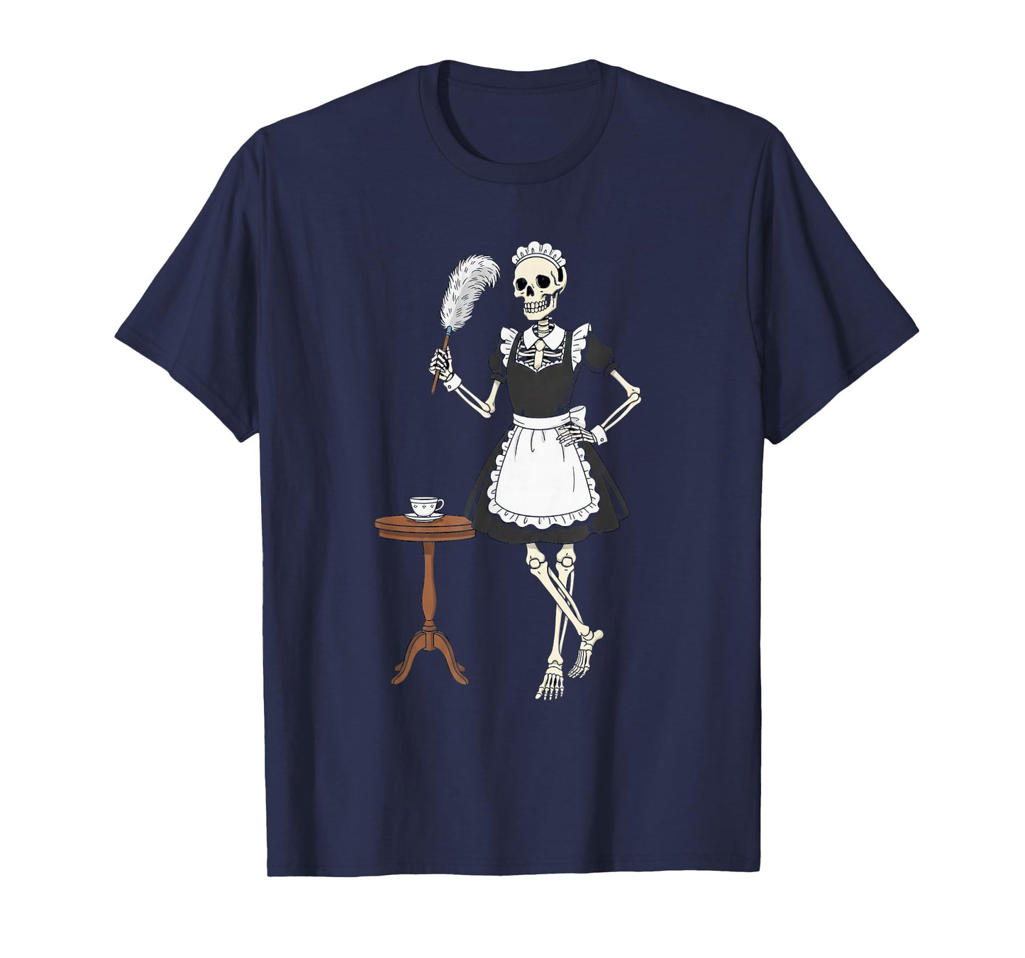 French Maid Skeleton Halloween Funny for Men Boys Kids T-Shirt